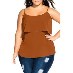 NEW City Chic Sweet Tier Camisole Amber Brown Women's Plus Size 14